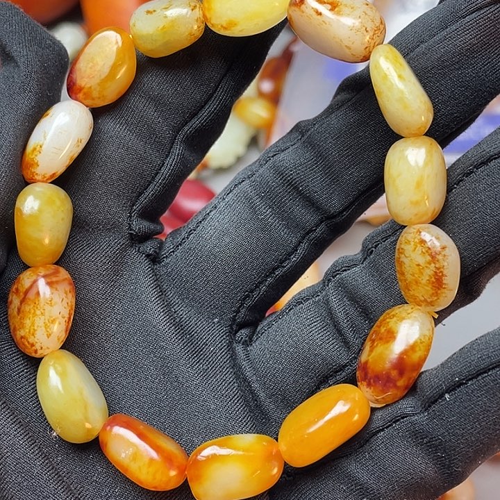 教***授和田玉未镶嵌手链