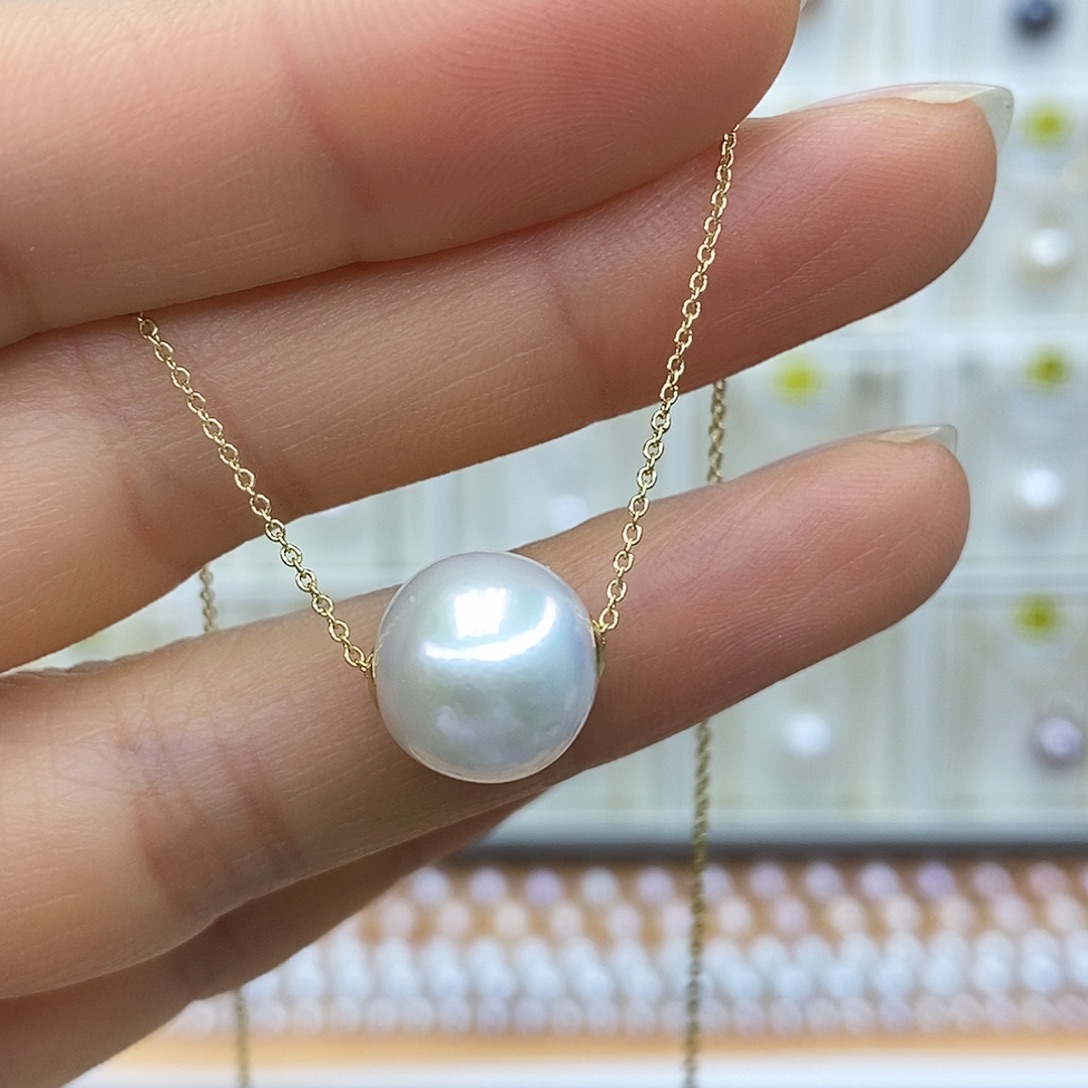 淡水珍珠吊坠(赠链)18K金镶嵌