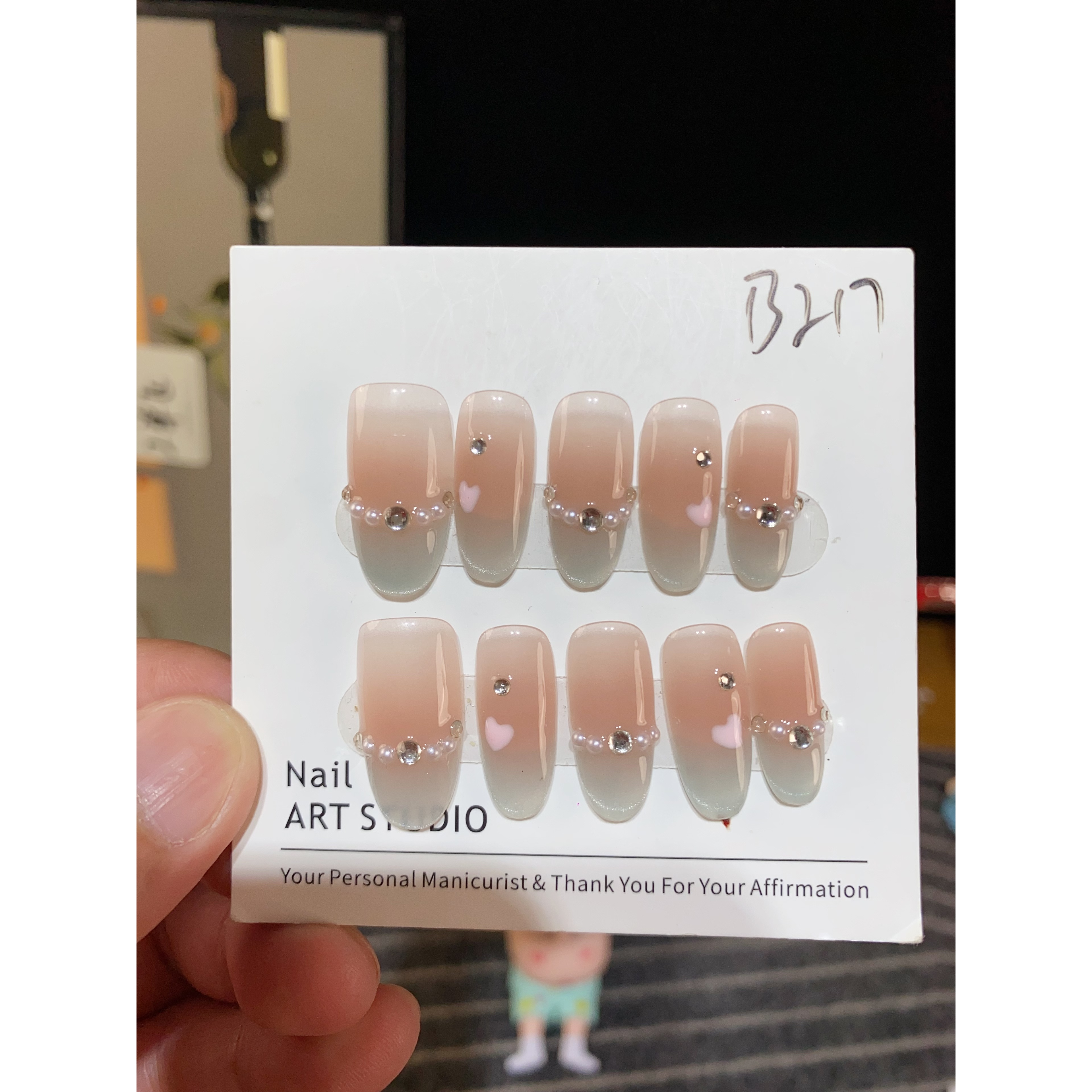 【烟雨】纯手工穿戴甲猫眼气质显白轻奢温柔百搭款可拆卸美甲贴