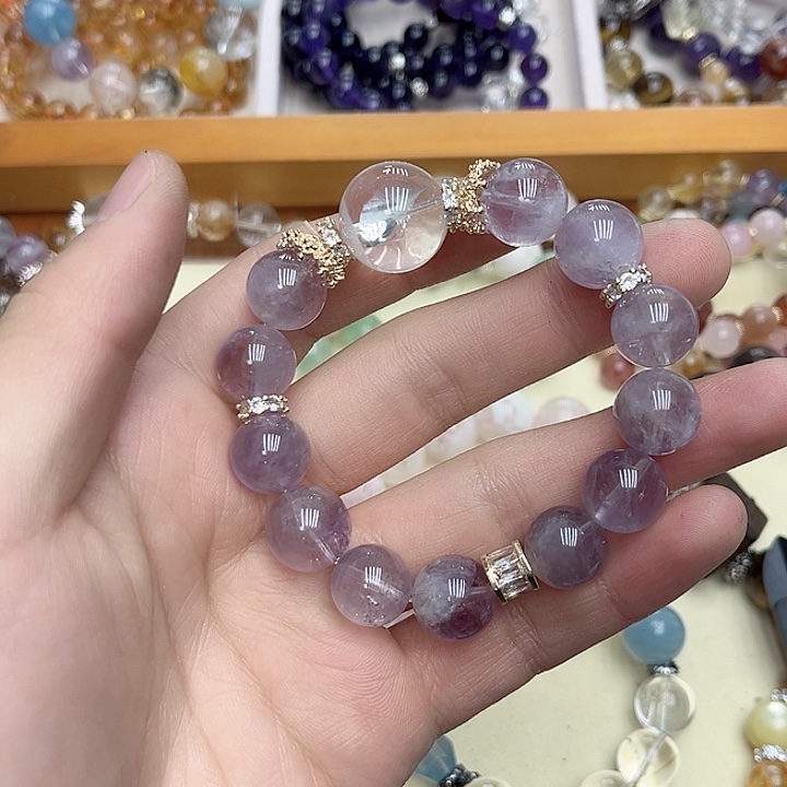 水晶手链未镶嵌紫兔毛