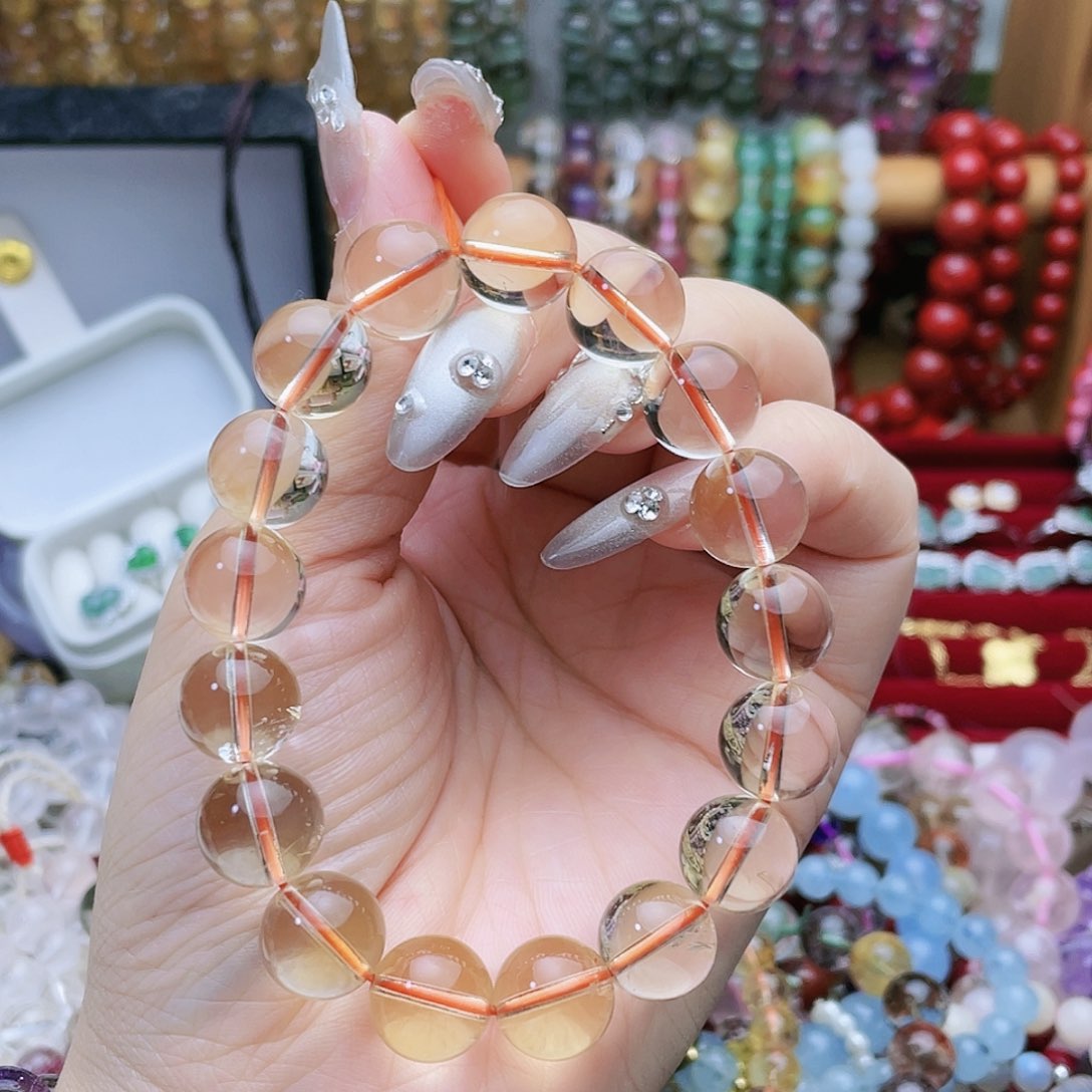 水晶手串未镶嵌巴西黄水晶12mm