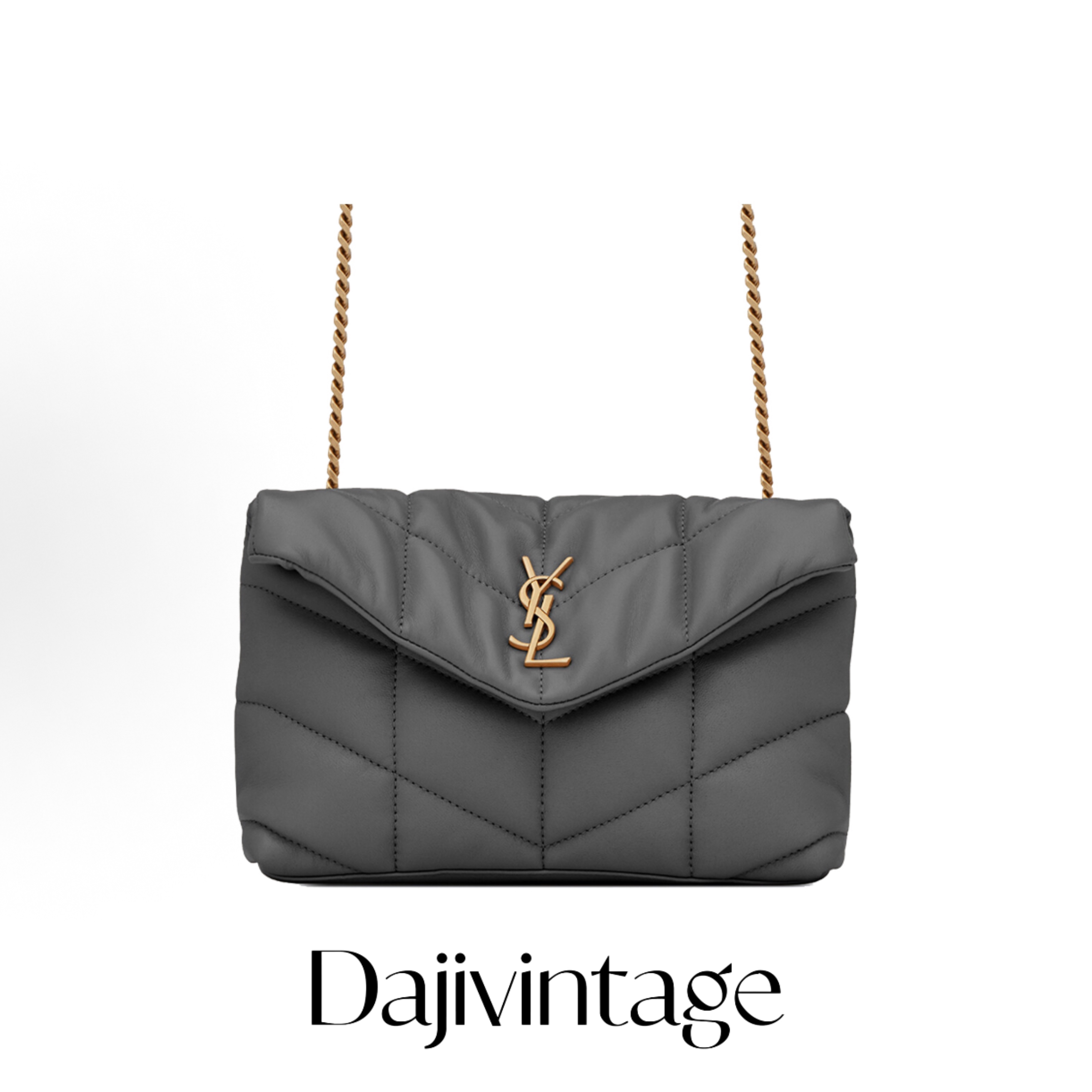 99新 YSL/圣罗兰 大吉中古/YSL圣罗兰灰色迷你puffer单肩包
