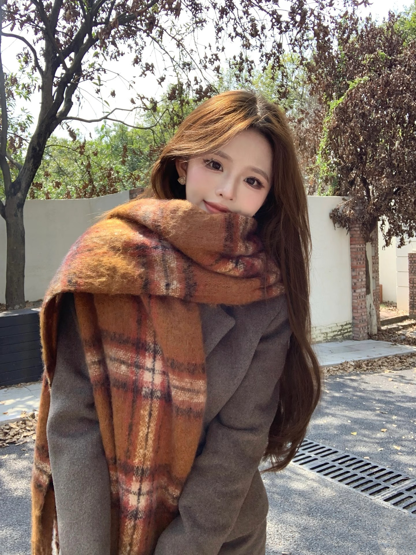 高版本秋冬双面(羊绒围巾）披肩经典外穿百搭时尚