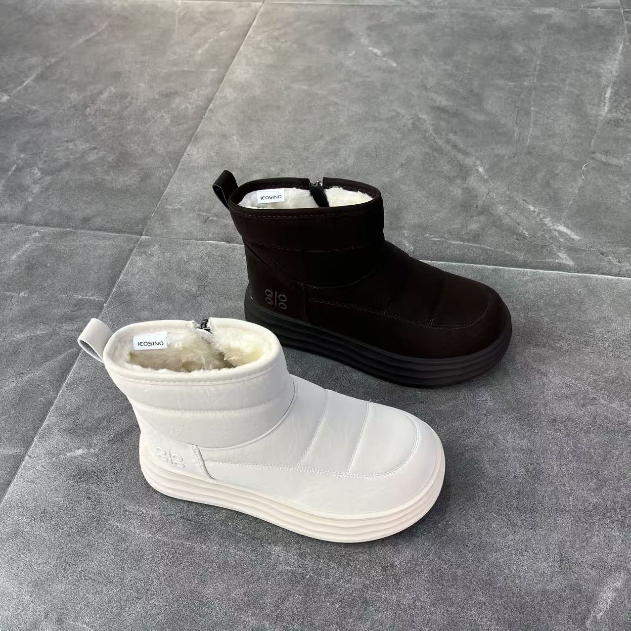 370529673冬季新款2025加绒保暖雪地靴厚底长毛防滑短靴女