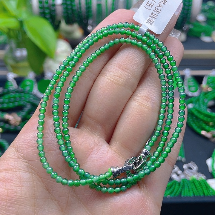 翡翠颈饰未镶嵌圆珠项链3