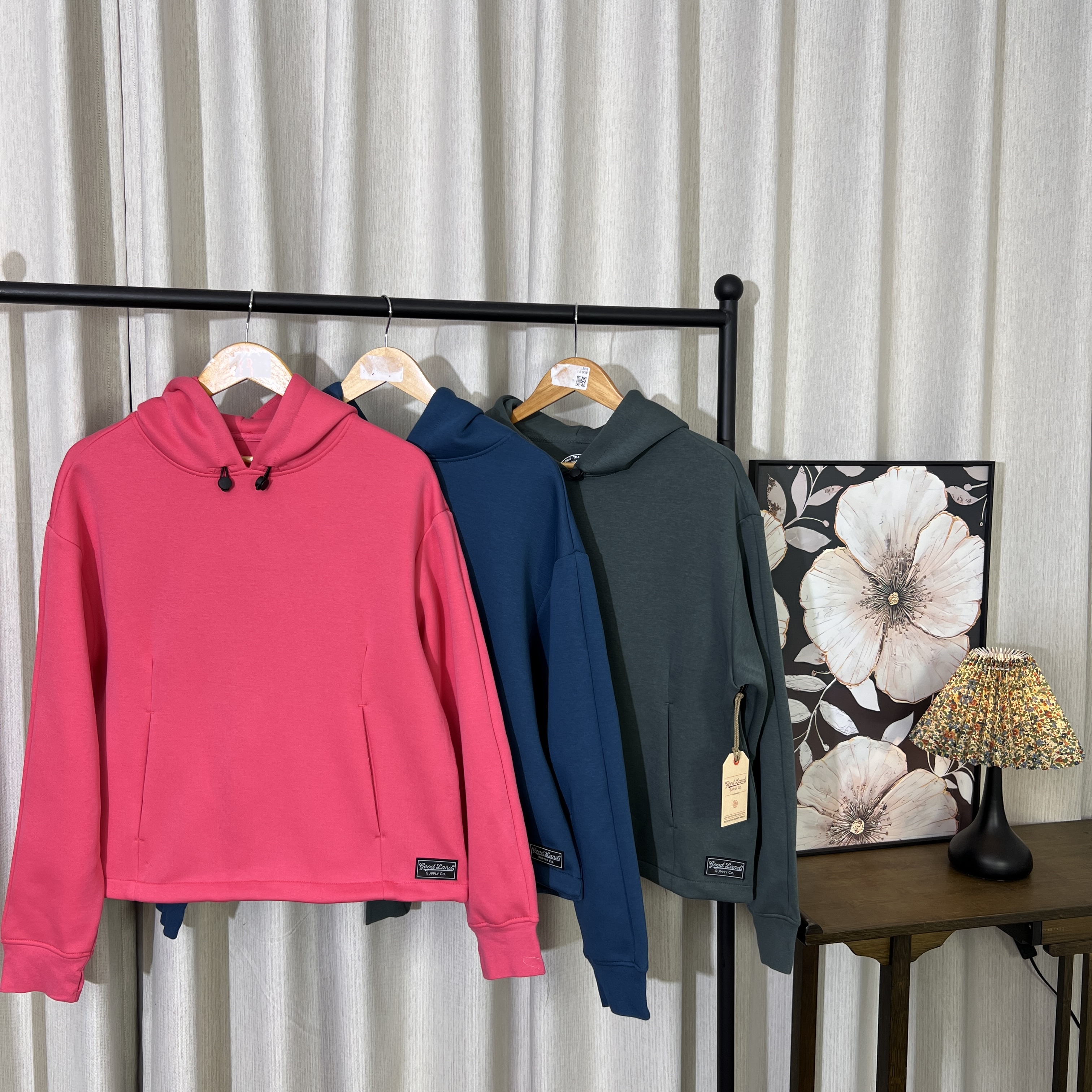 宽松型打底立体裁剪秋冬连帽长袖套头卫衣纯色2815