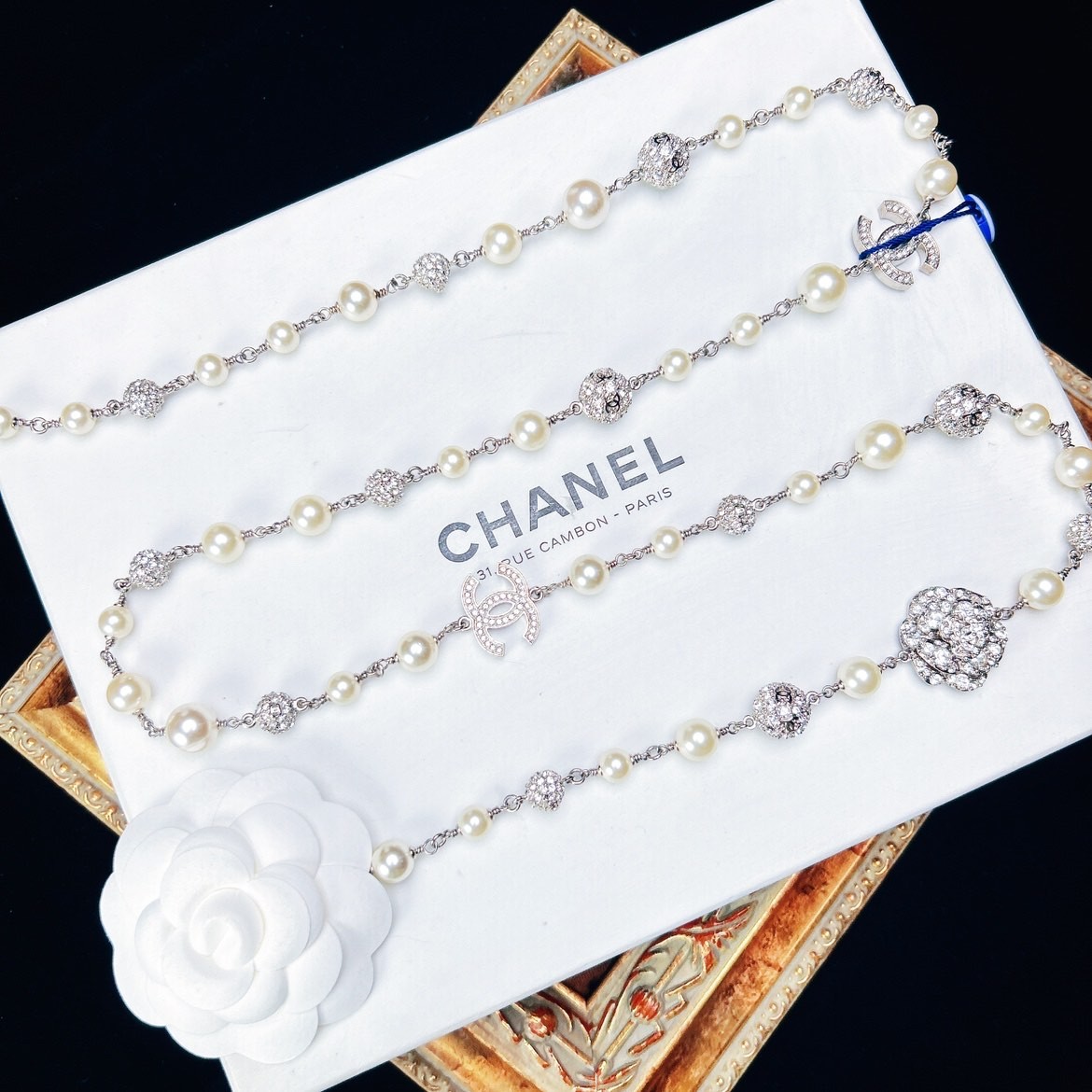 95新 Chanel/香奈儿 柚礼中古/香奈儿山茶花珍珠项链lz506452