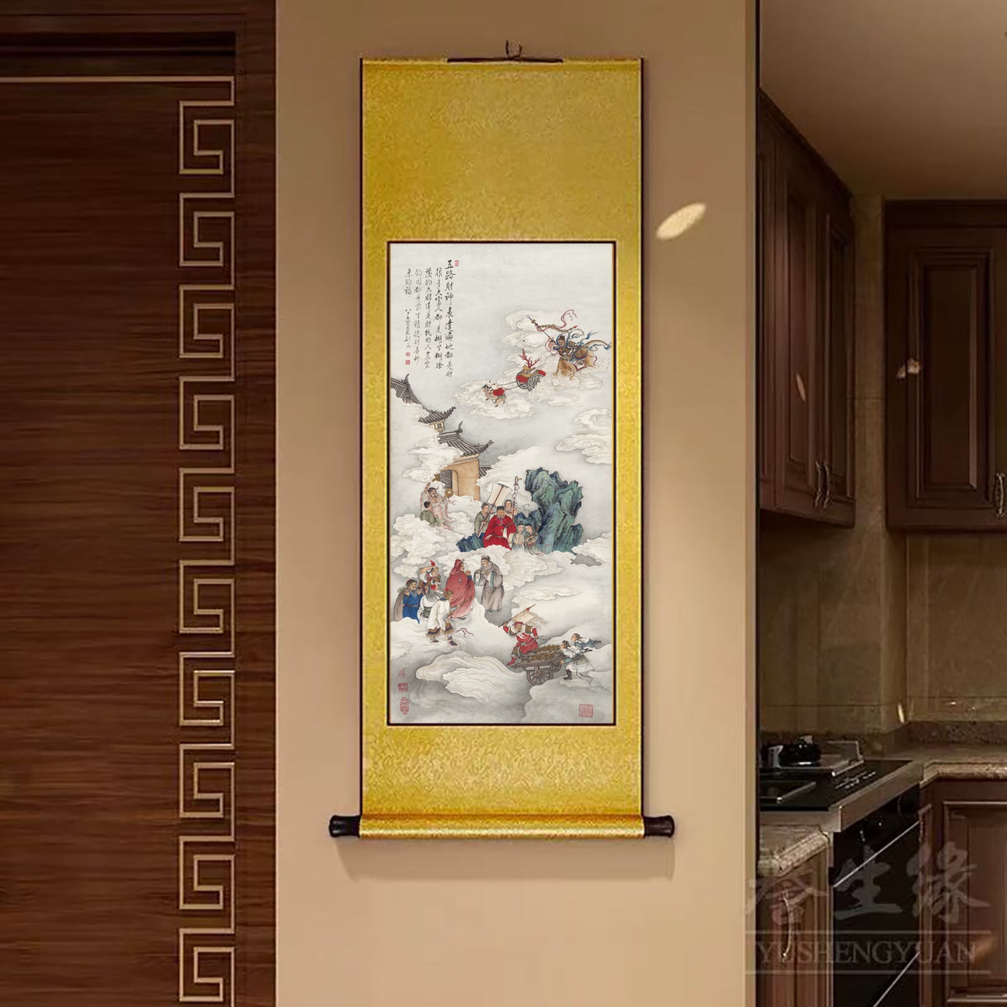 D14精装160*60《五路财神》居家软装卷轴画