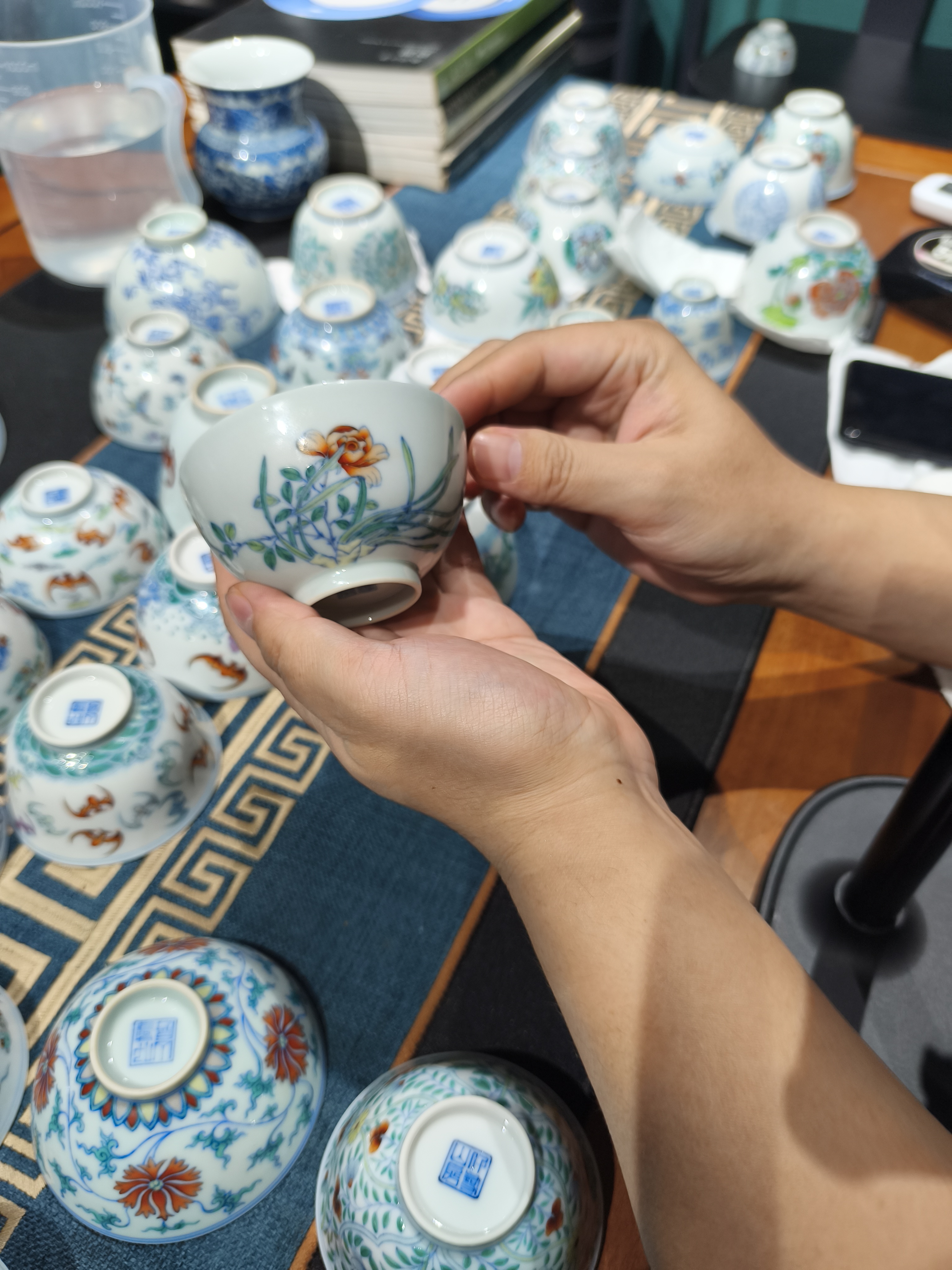 仟寻山房景德镇陶瓷斗彩水仙花纹饰主人杯手工手绘家用高档