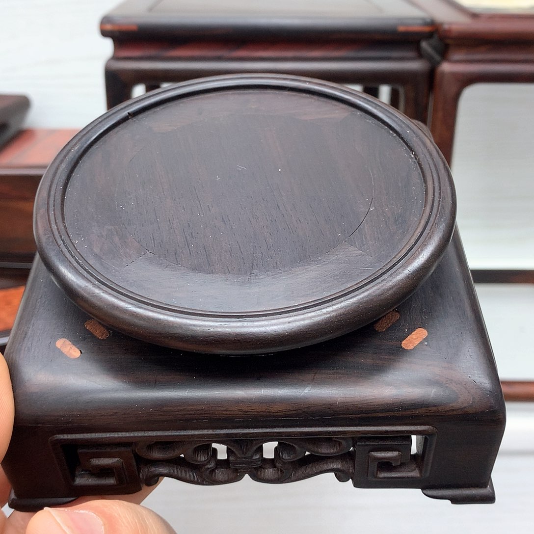 藤类紫光檀9公分天圆地方