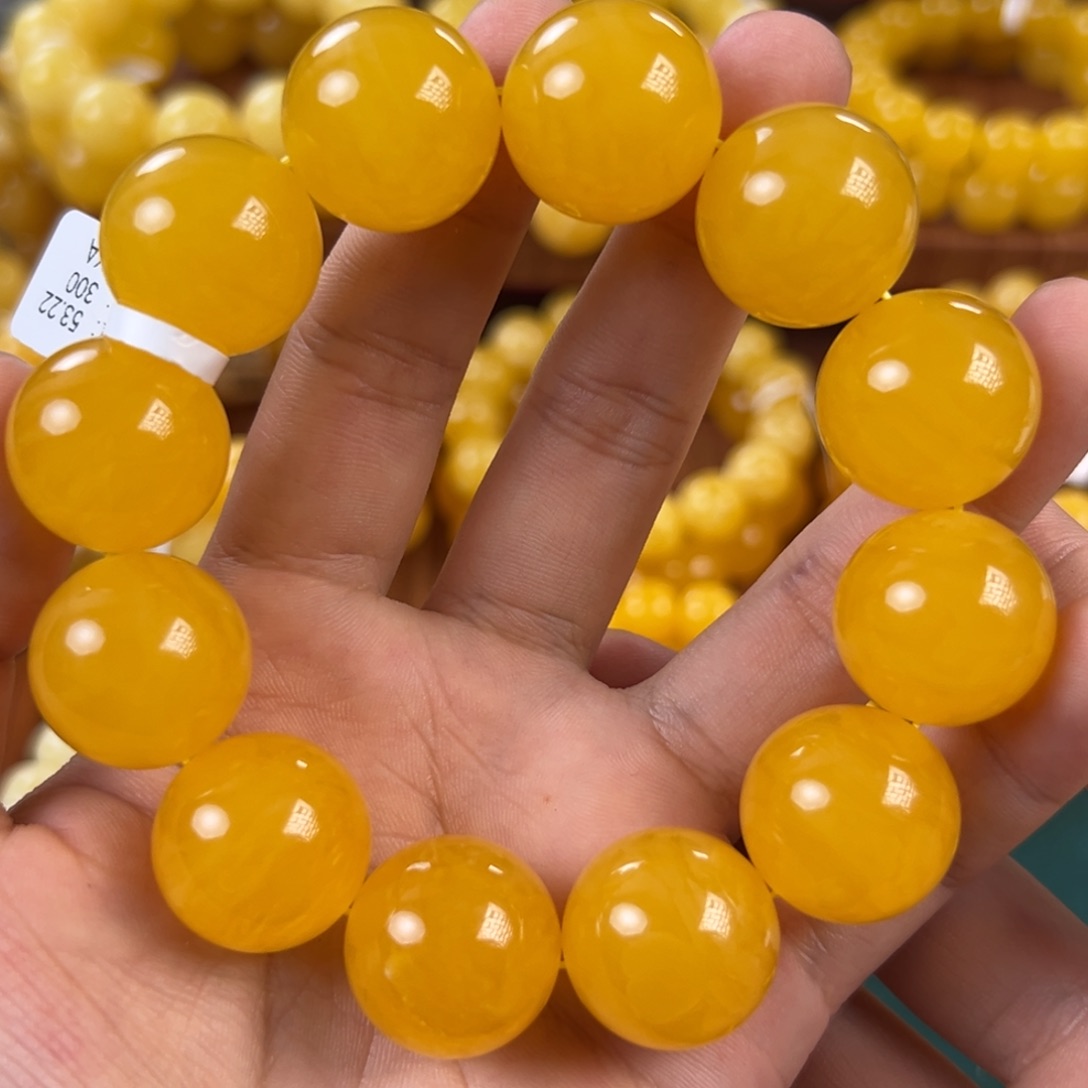 琥珀未镶嵌手链53.22g焦皮同料圆珠20mm xa