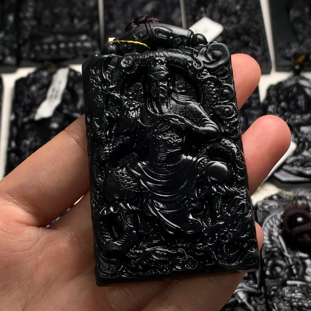 天然缅甸a货钢琴黑挂件