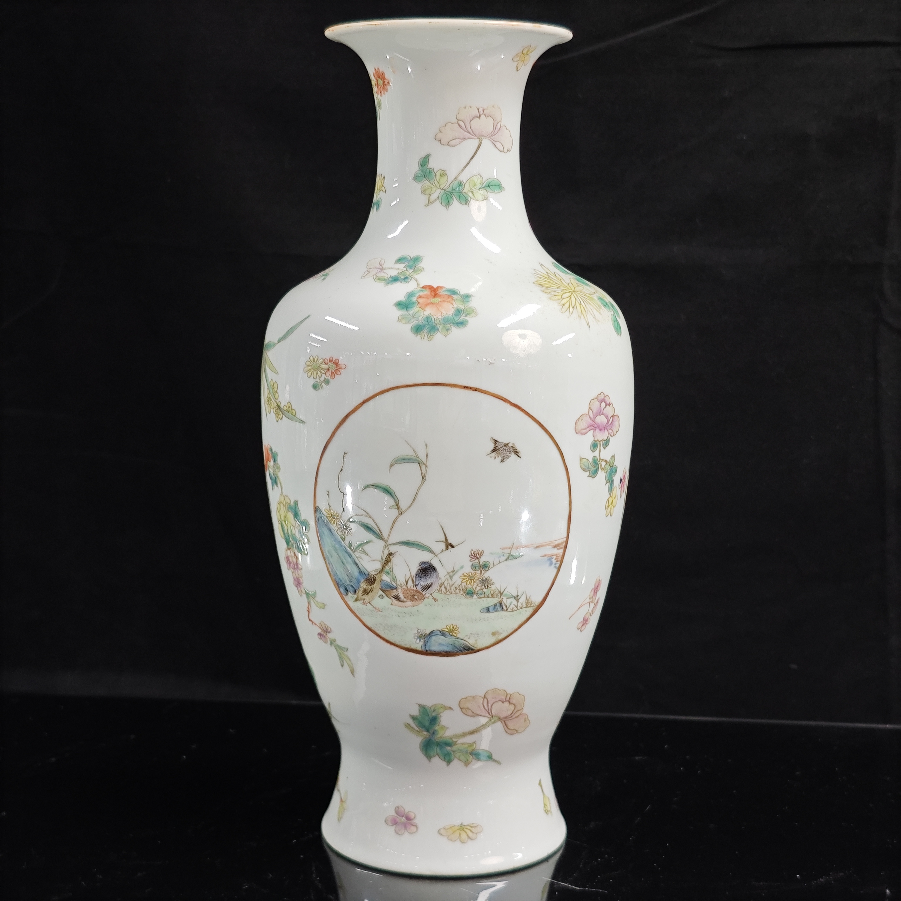 民国 粉彩开窗花鸟尊古陶瓷GS-0230-高度34.5 肚径16