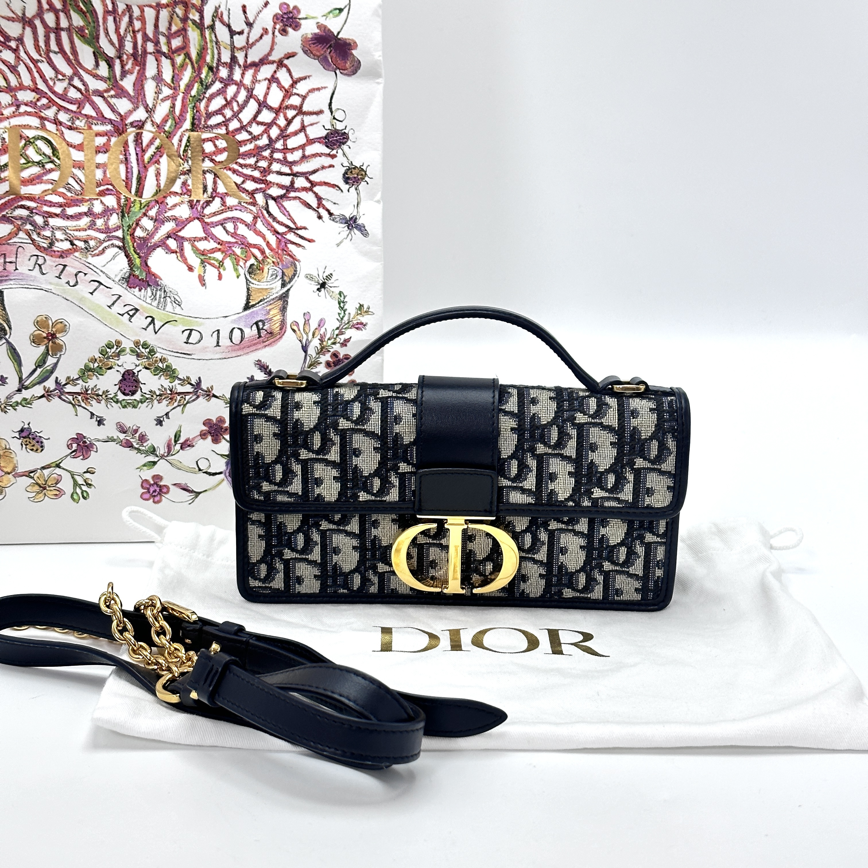 95新 DIOR/迪奥 老花Montaigne30mini手提单肩斜挎包03374