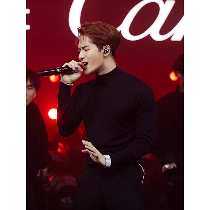 GT08 嘉尔同款韩版半高领毛衣男士秋冬季潮牌黑色内搭打底衫修身