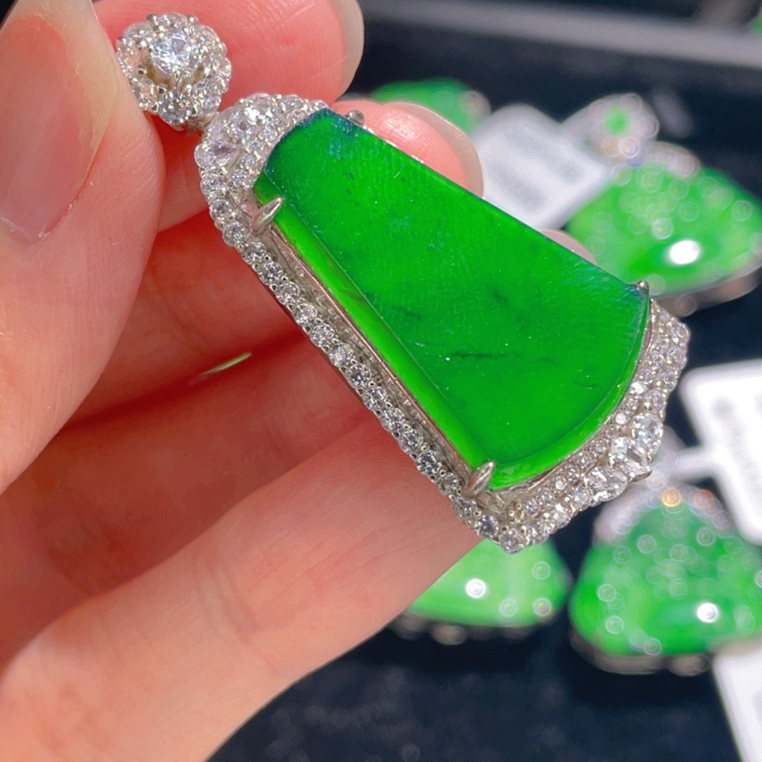 翡翠吊坠(不含链)银S925镶嵌