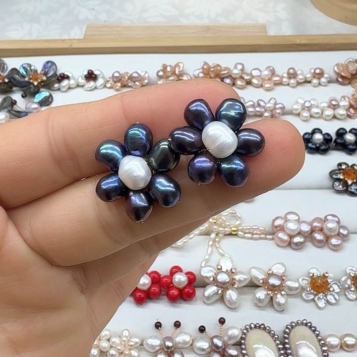 淡水珍珠耳饰银S925镶嵌