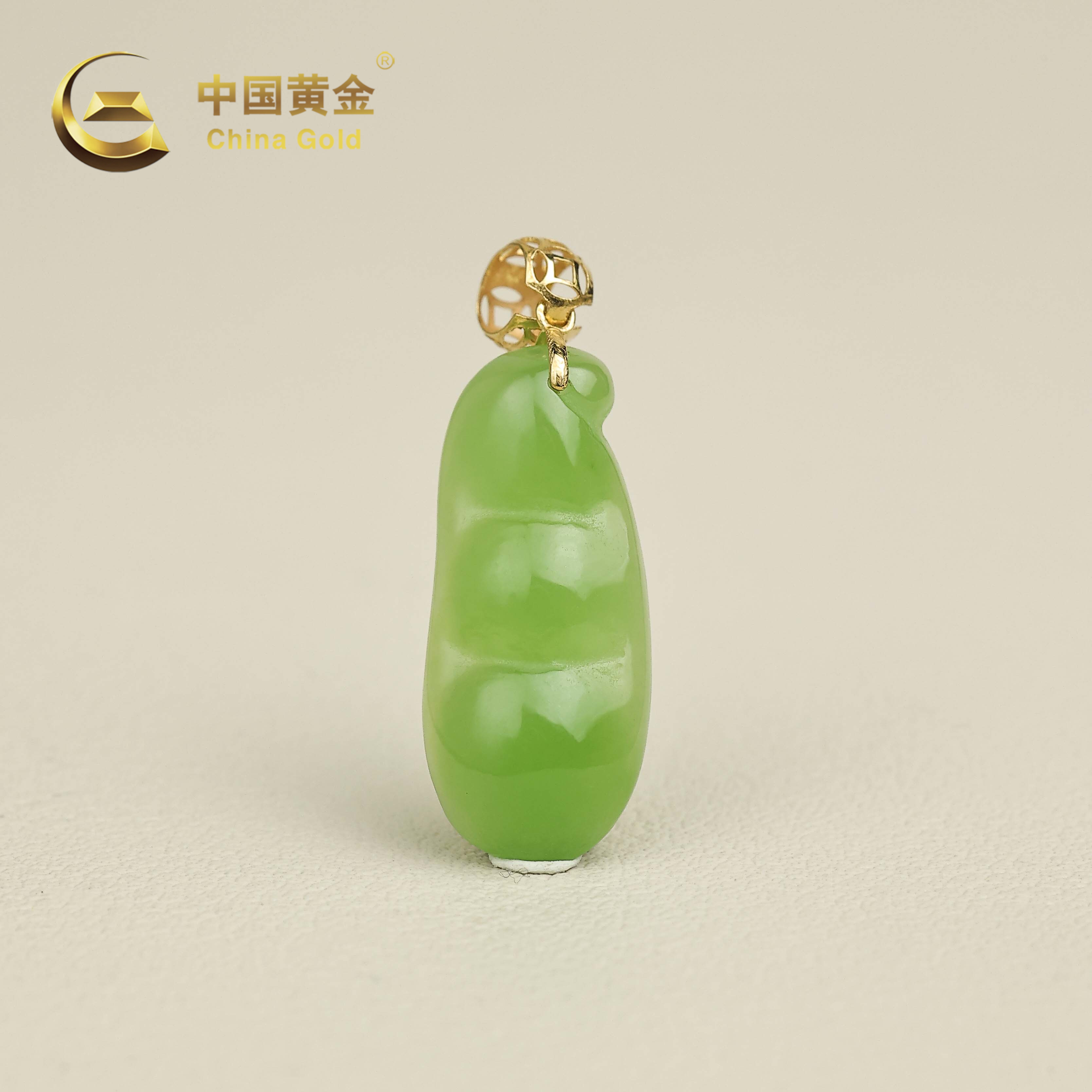  【中国黄金】三福 | 和田玉*吊坠*18K金镶嵌-D5009-Y