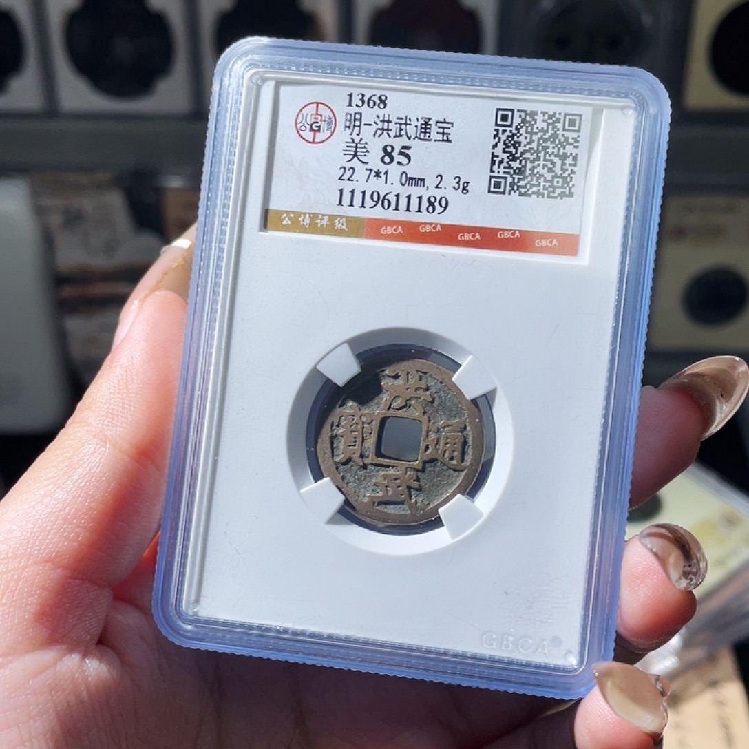 铜夏夏，洪武通宝，评级码1189