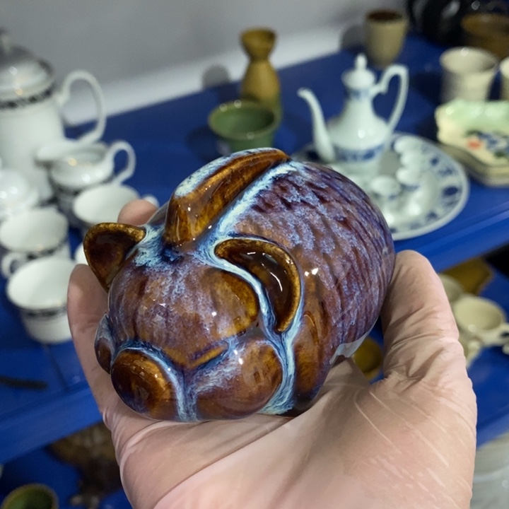 瓷片七厂窑变小胖猪