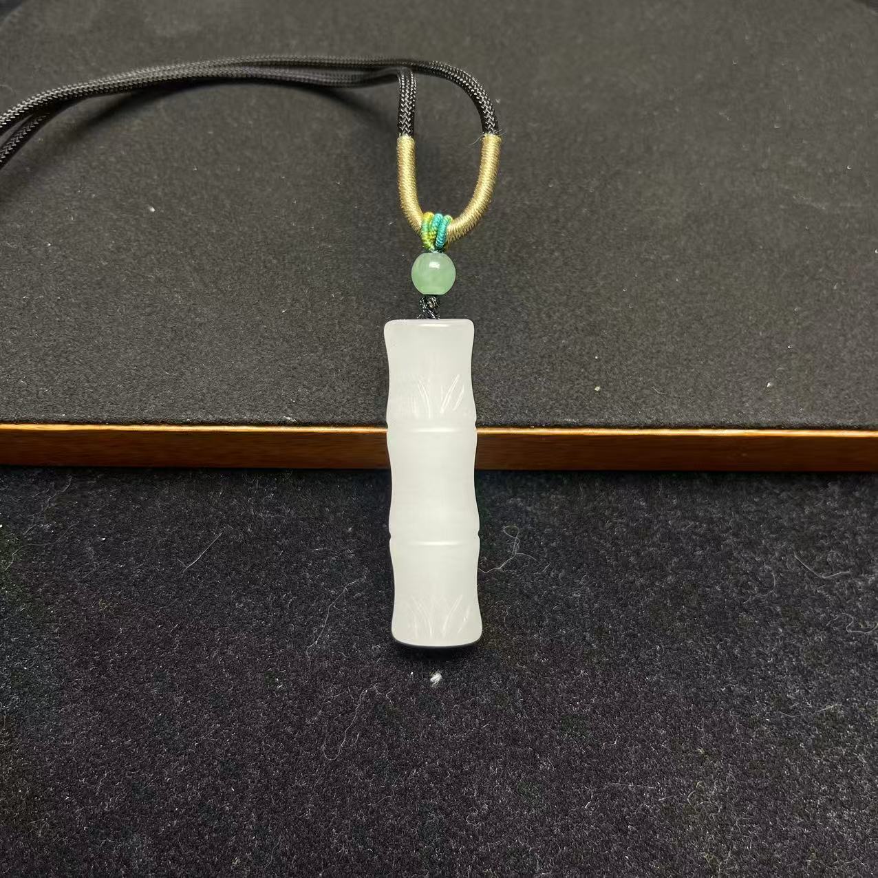 陈阳甄选 青海一级白色竹节步步高挂件手工艺雕刻挂件