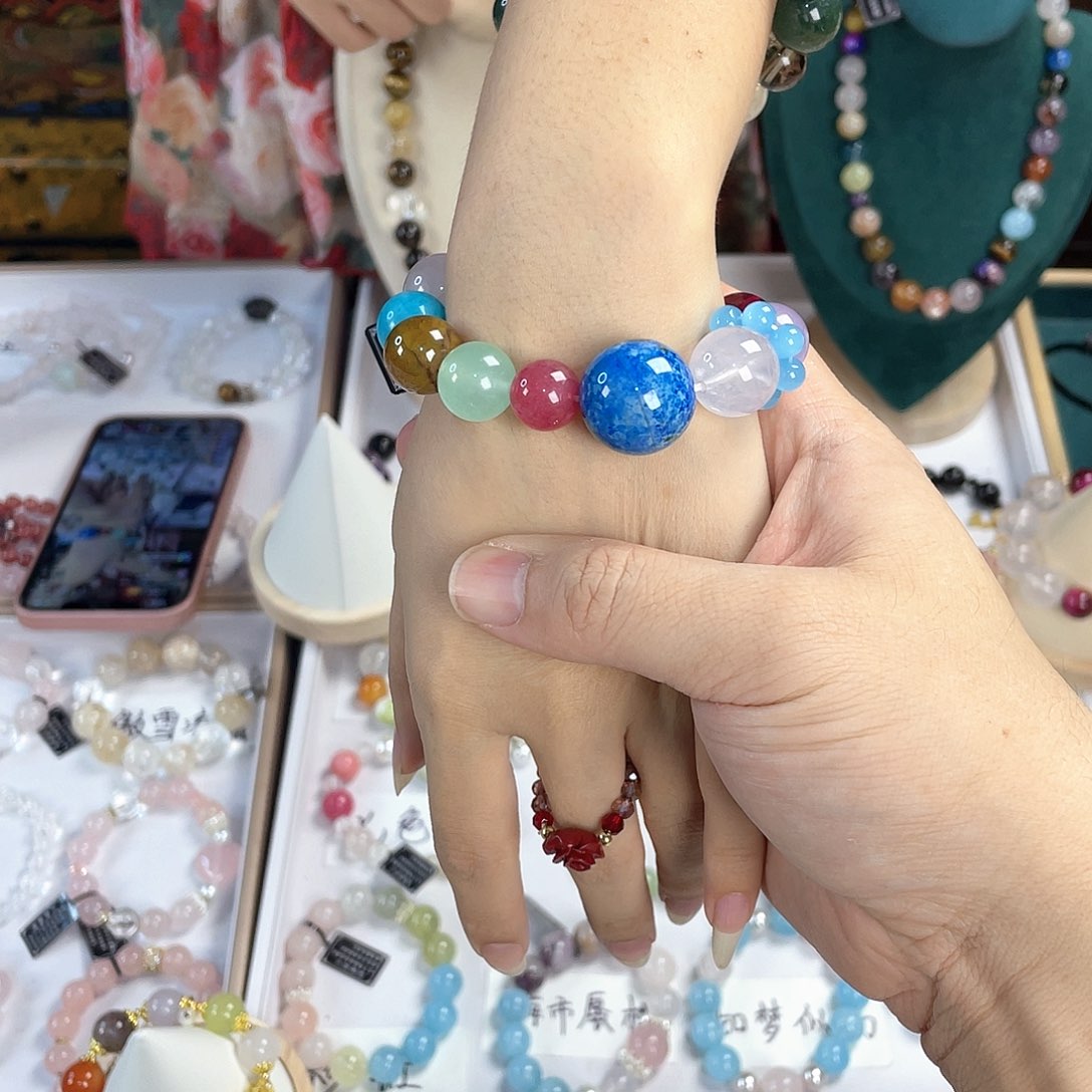 水晶手链银S925镀金镶嵌