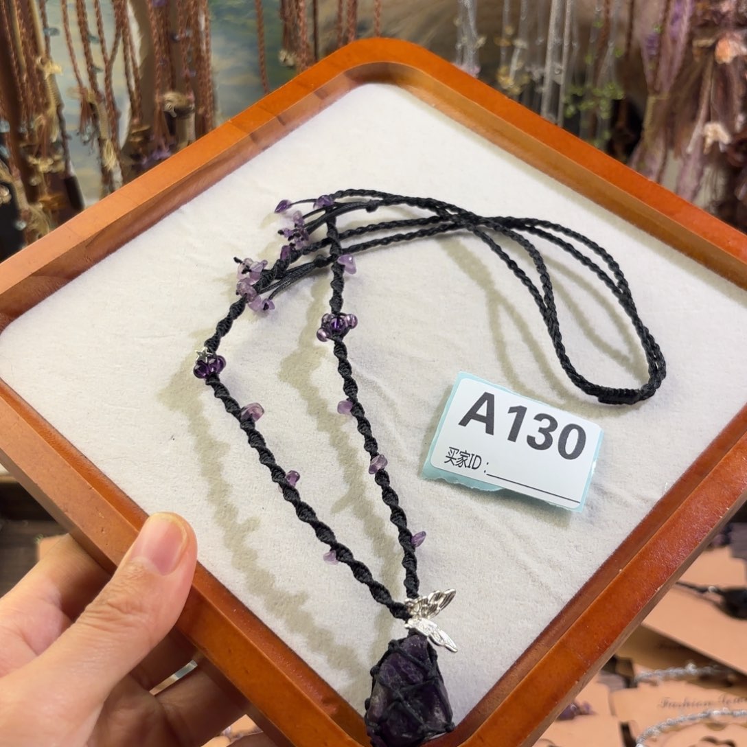 颈饰未镶嵌水晶紫水晶项链A130