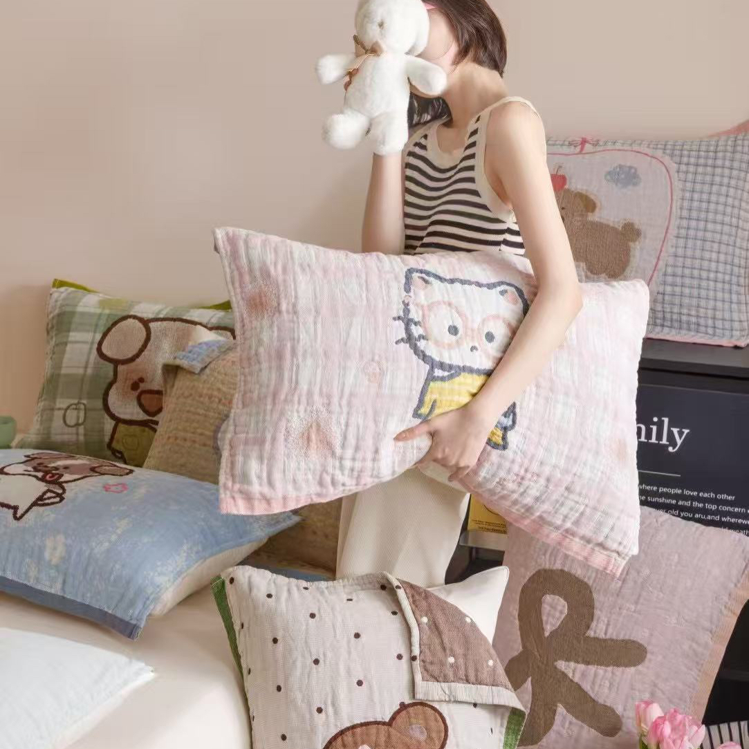 设计师款ins风纱布水洗枕巾