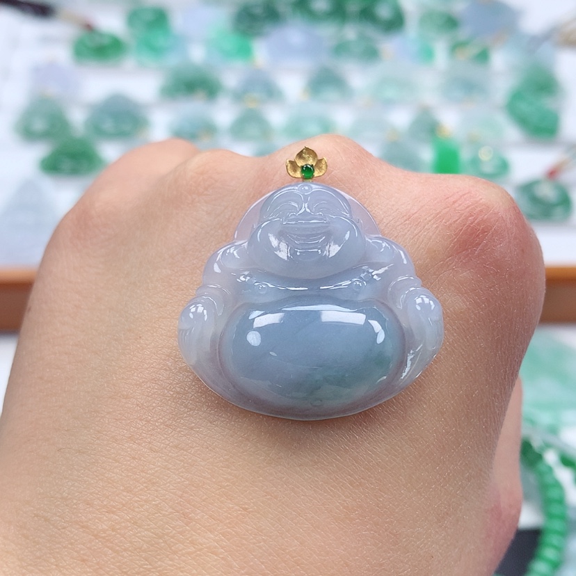 【闪购商品】翡翠吊坠(赠链)18K金镶嵌