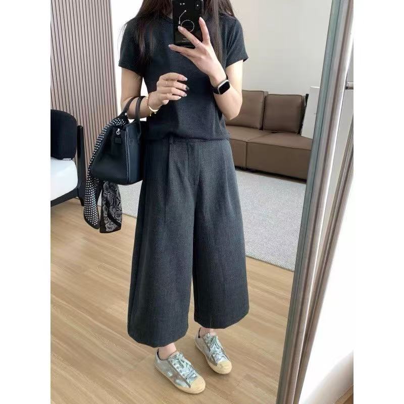  DALIANSU/大脸酥-4661  秋季设计感高腰显瘦七分西装阔腿裤