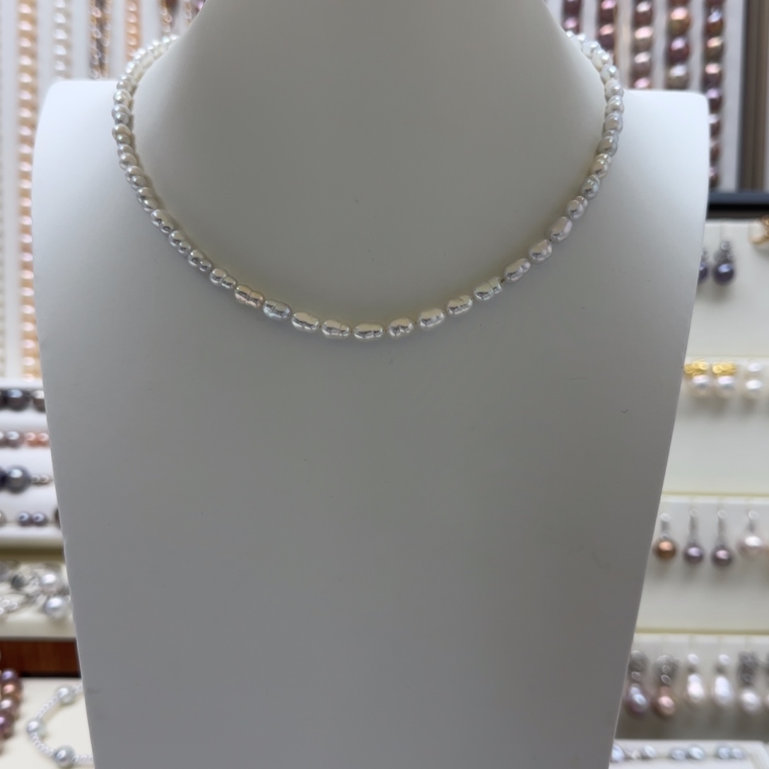 淡水珍珠银S925镶嵌项链