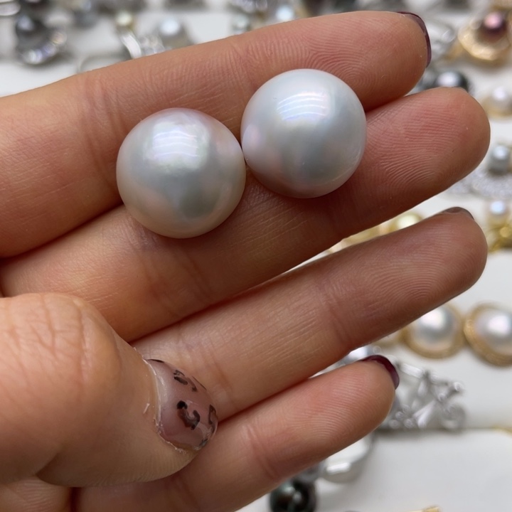 拼合珍珠（马贝珠）耳饰银S925镶嵌