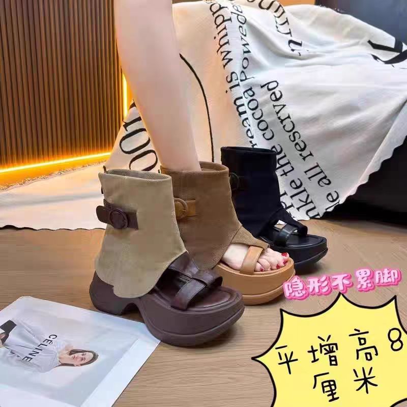 【断码浮力】扣号~   露趾百搭时装凉鞋浅口凉靴休闲时尚高帮韩版