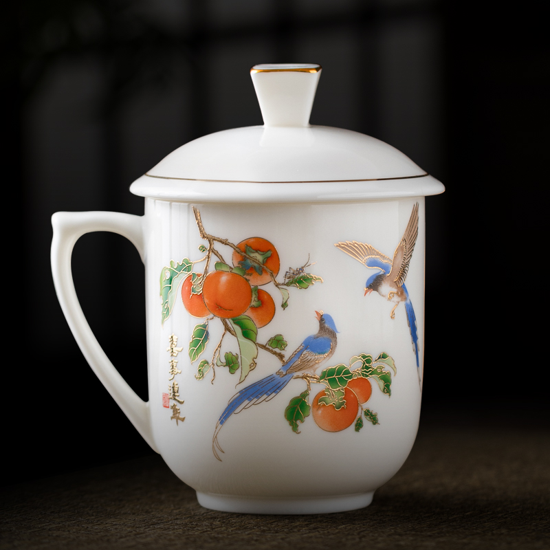 徐建勇原创 喜事连年新中杯 办公杯 个人杯 水杯 茶杯 白瓷杯