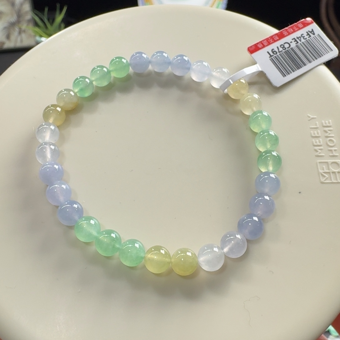 翡翠未镶嵌手链冰种福禄寿多宝单圈6mm