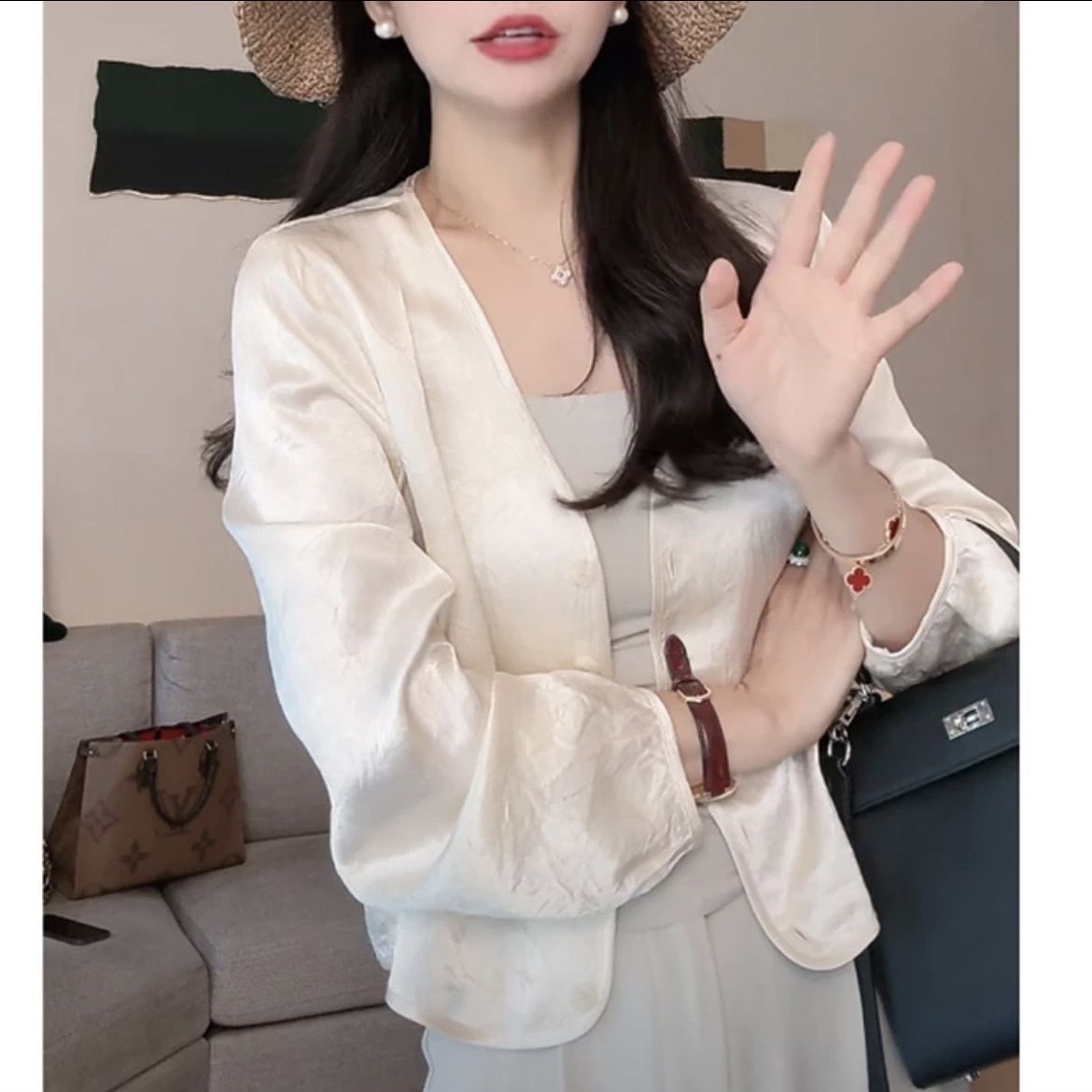 短款衬衫夏季长袖2025开衫薄款后背防晒新款上衣百搭外套