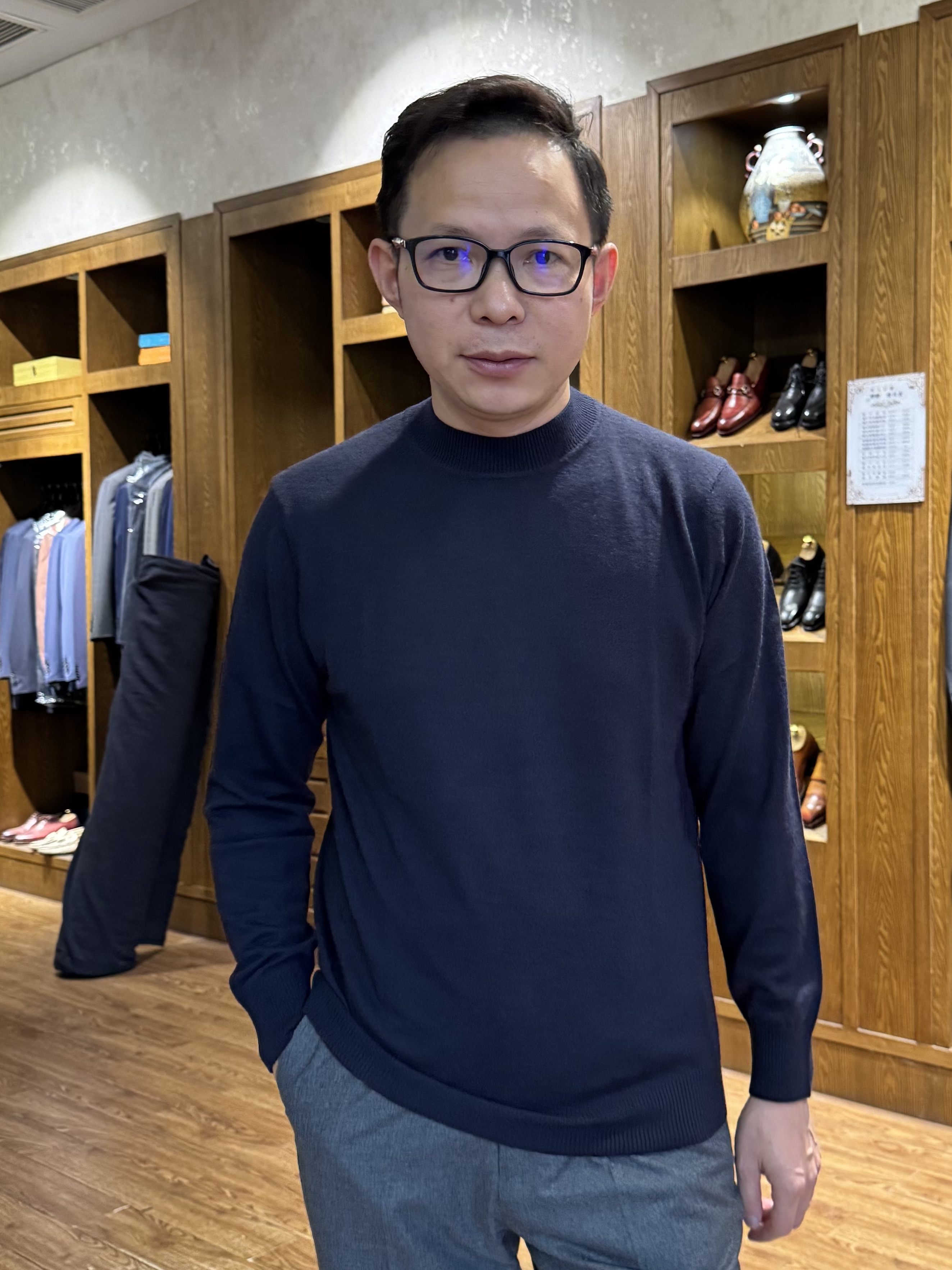 100%纯山羊绒2025新款半高领男士羊绒衫保暖秋冬毛衣针织衫打底衫