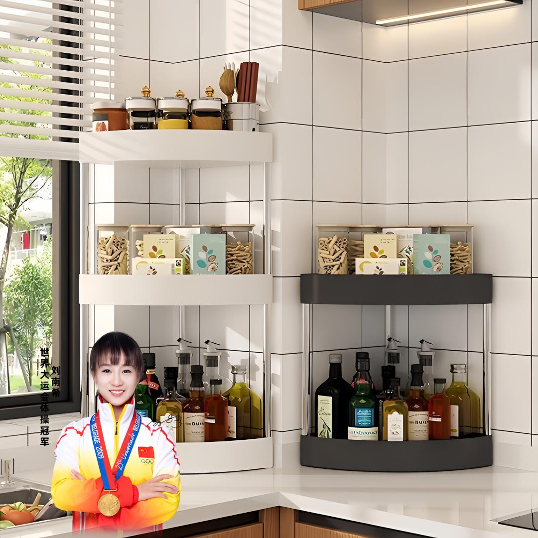 转角置物架台面多层收纳架免打孔厨房角落调料收纳架卫生间储物架