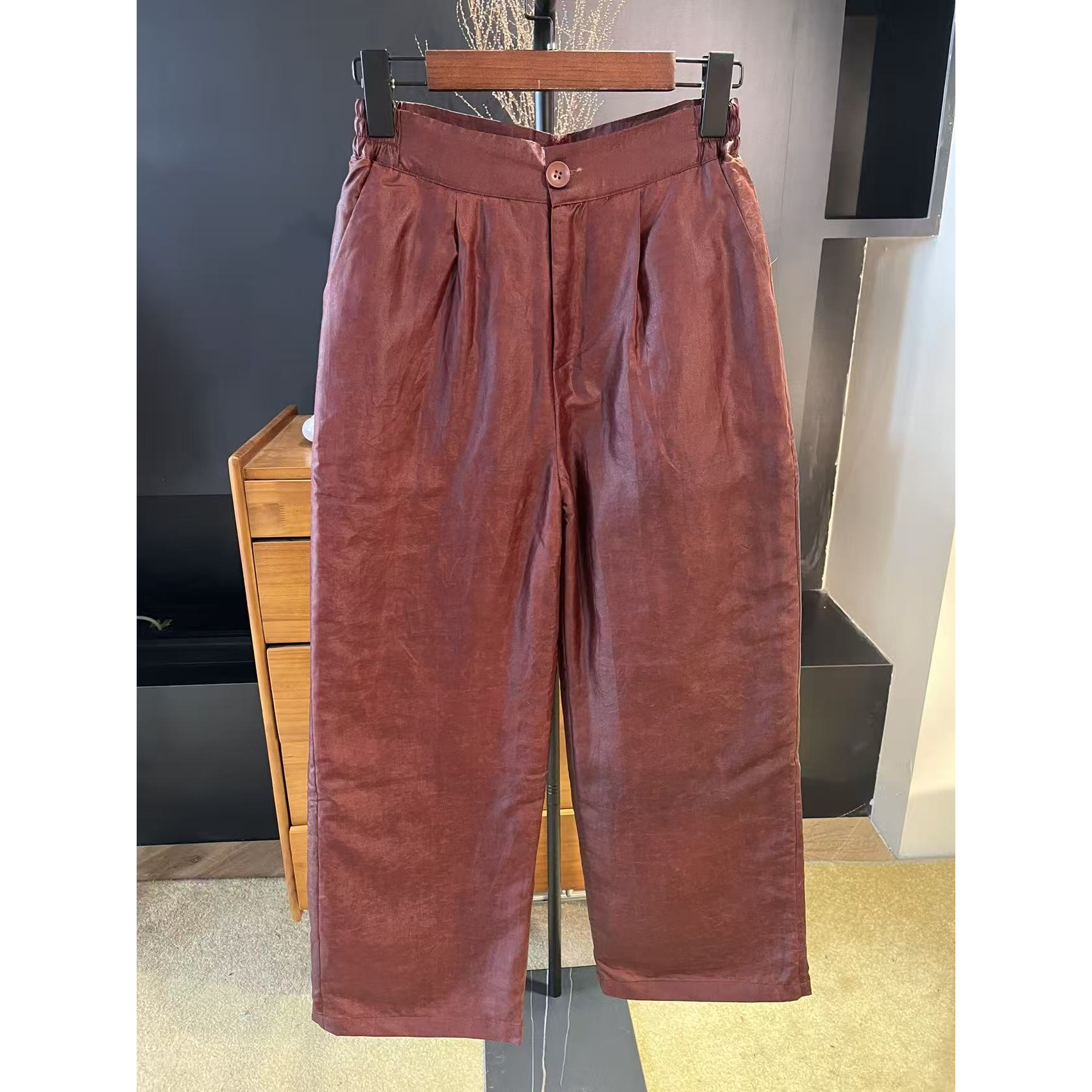 内胆可脱卸香云纱鹅绒裤红色(90白鹅绒）