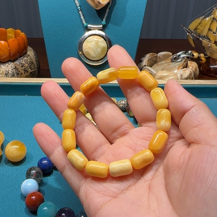 琥珀未镶嵌手链波兰设计款琥珀蜜蜡