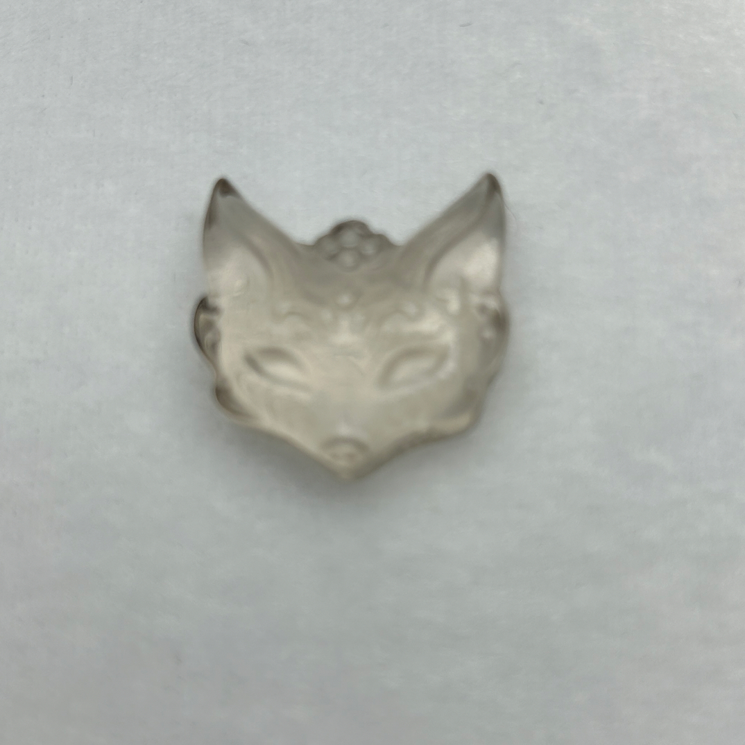 天然茶水晶狐狸头吊坠
