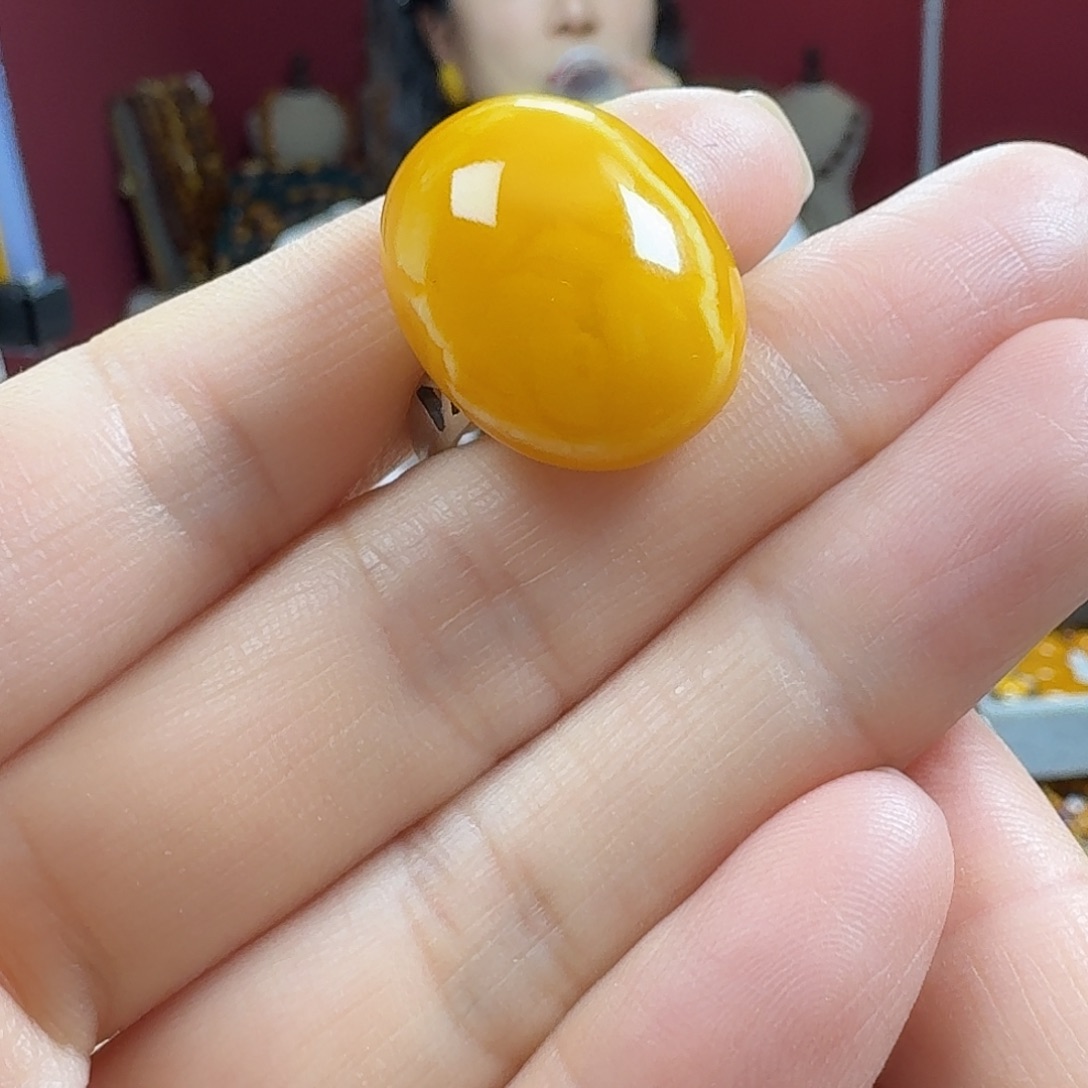 蜜蜡银S925镶嵌耳饰戒指