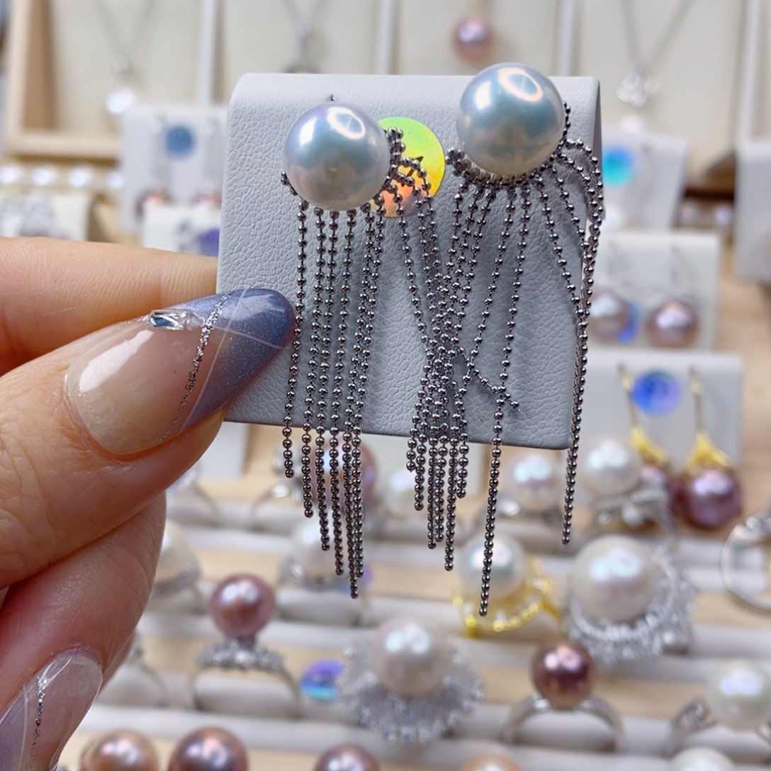 淡水珍珠耳饰银S925镶嵌琉**悦