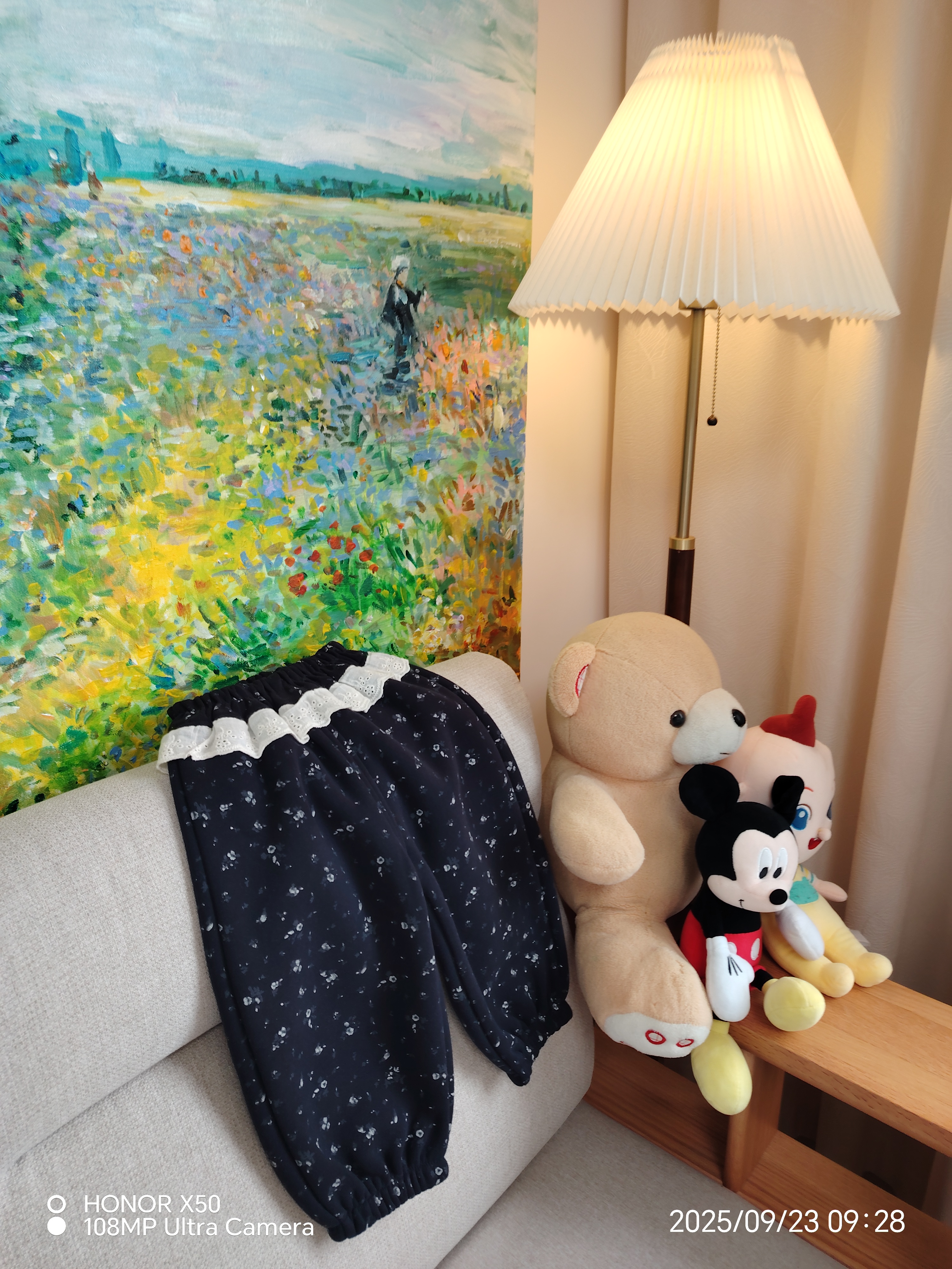 加绒碎花蕾丝公主花边裤 女童