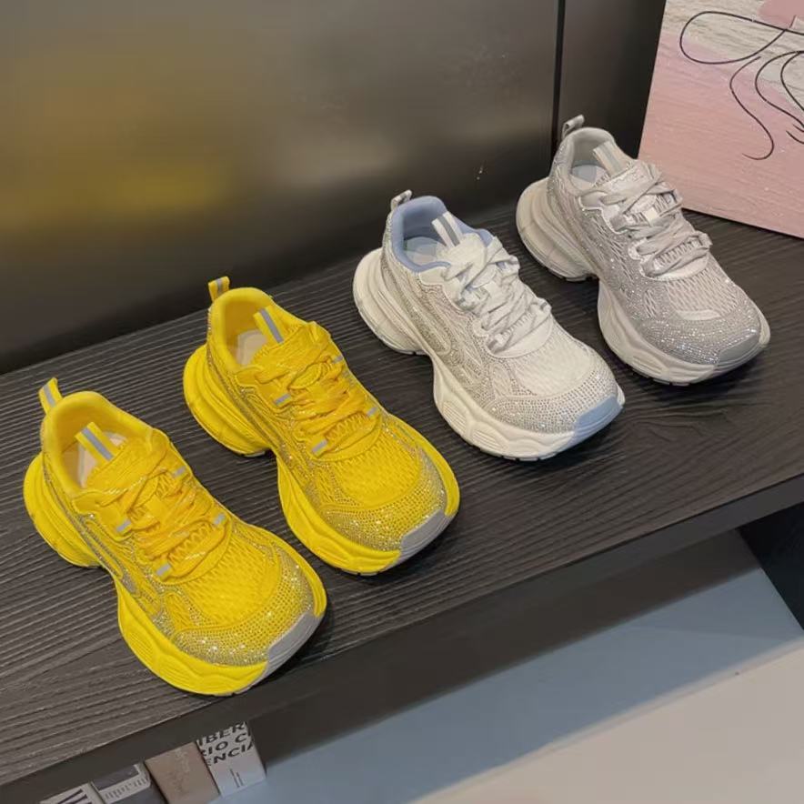 5cm漫天星辰~轻奢水钻老爹鞋新款网面百搭运动休闲鞋土豆