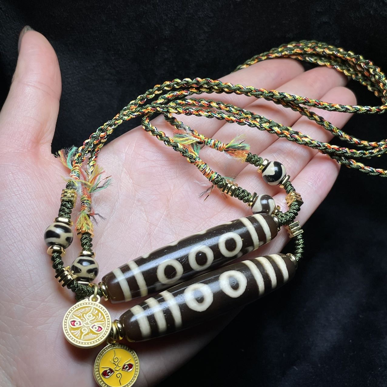 【阿钰推荐】LY96584-玛瑙DIY脖挂（五眼）-多样性发一件-12*56mm