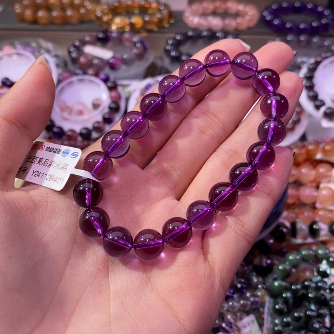 水晶手链未镶嵌i****7紫水晶高品10+