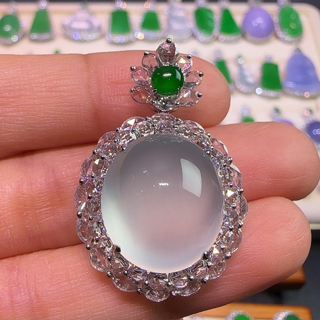 翡翠18K金镶嵌吊坠(不含链)