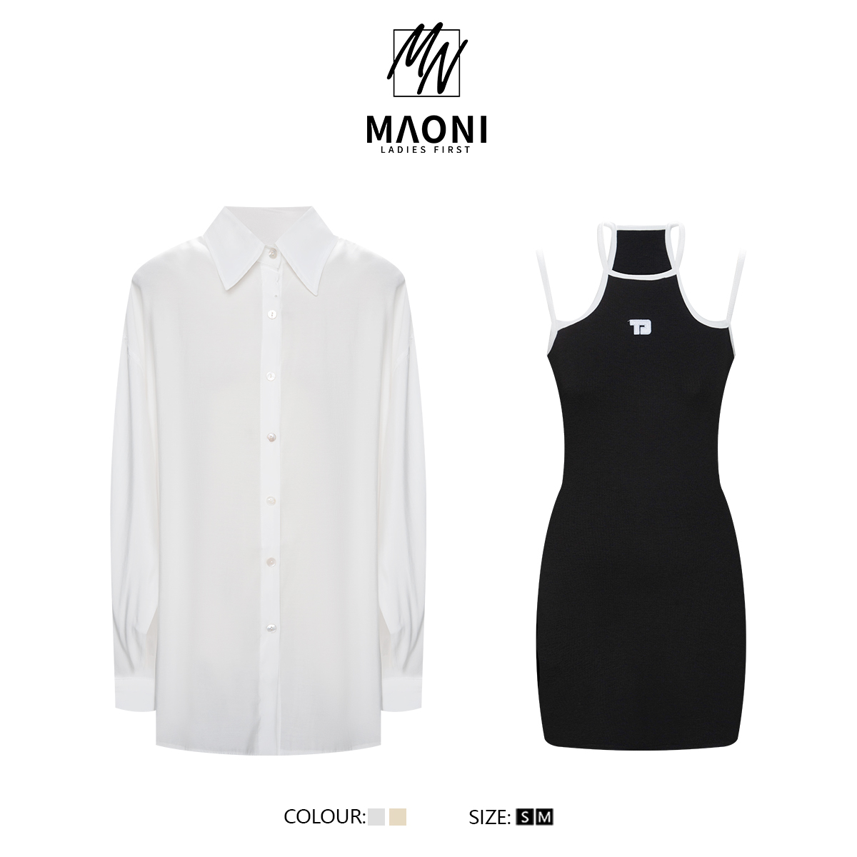 毛妮Peshe【清柠奶茶】韩风宽松长袖防晒衬衫吊带裙两件套春L1429