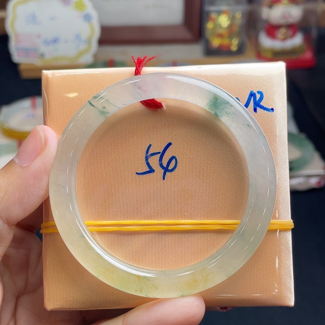 翡翠手镯未镶嵌11号 54圆条 向日葵